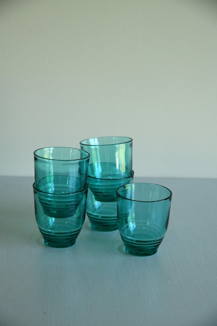 5 x Green Glass Tumblers