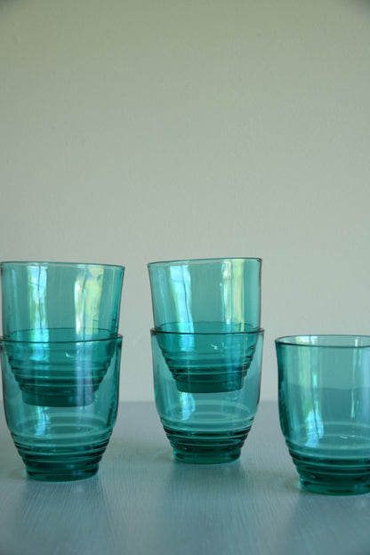 5 x Green Glass Tumblers