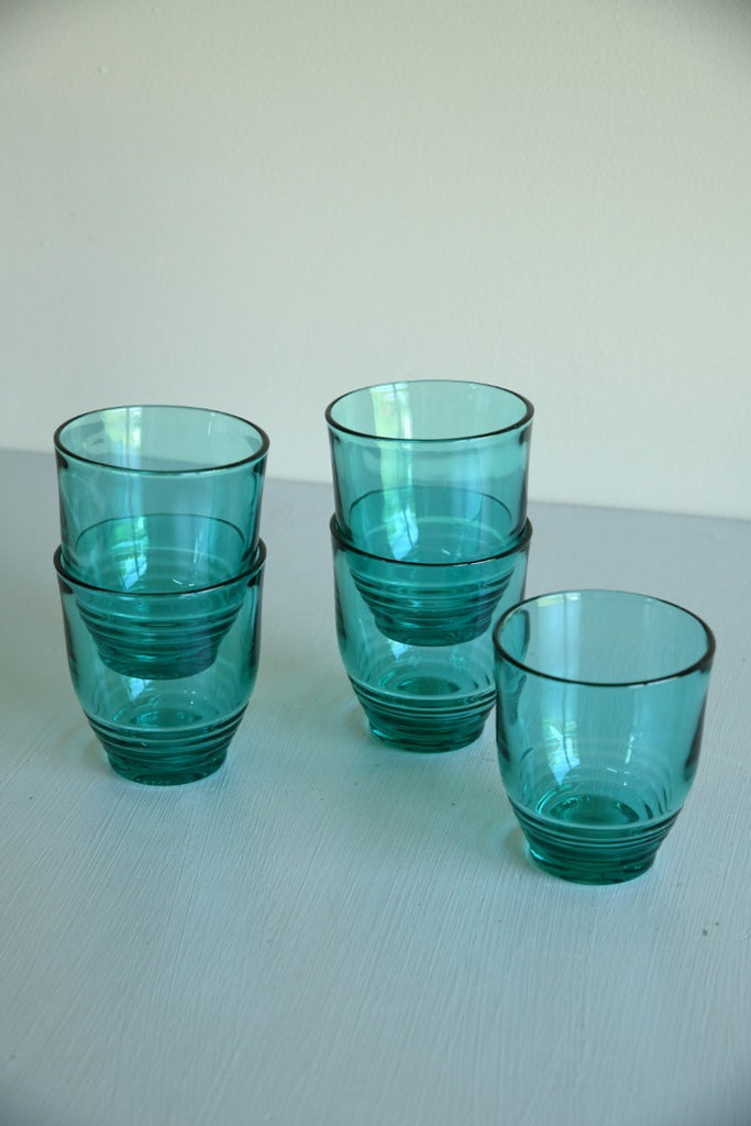 5 x Green Glass Tumblers