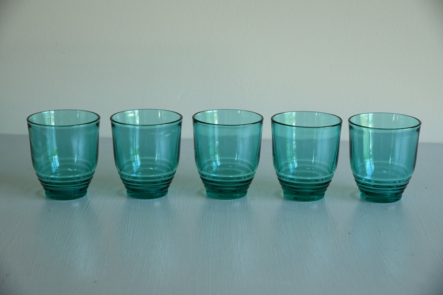 5 x Green Glass Tumblers