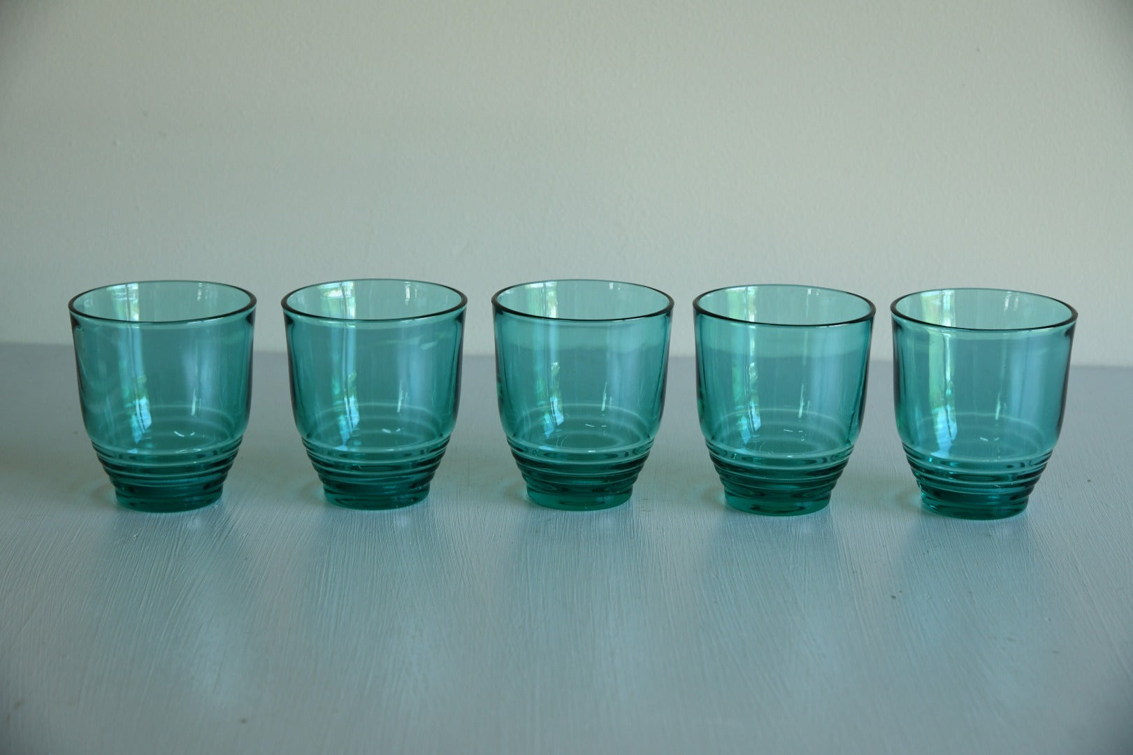 5 x Green Glass Tumblers