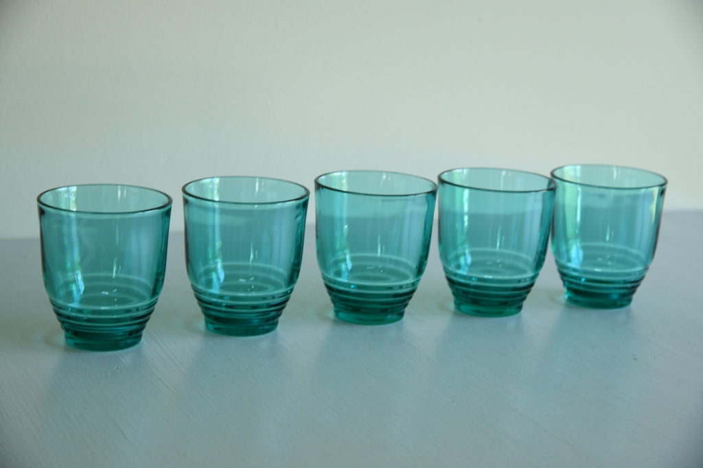 5 x Green Glass Tumblers