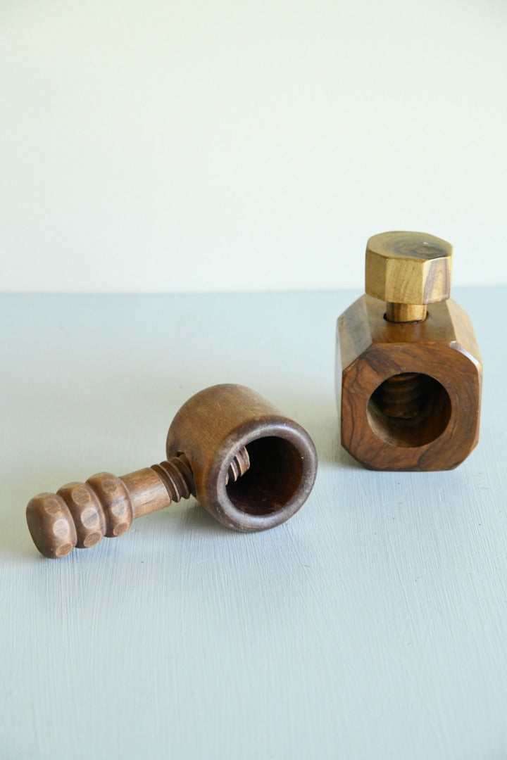 2 Wooden Nut Crackers