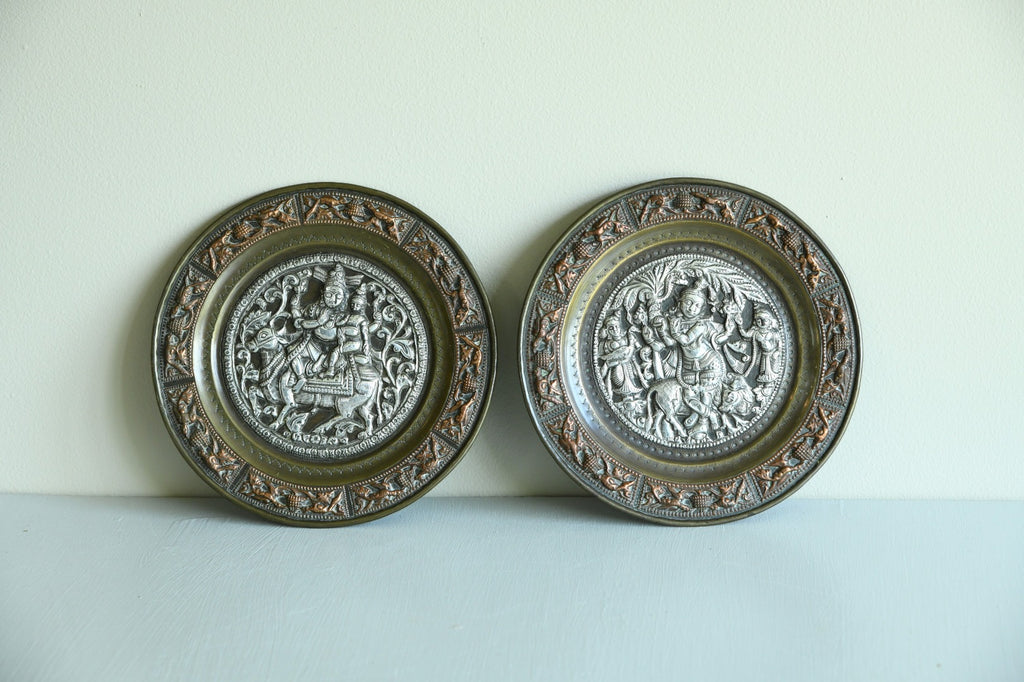 Pair Brass Indian Dishes