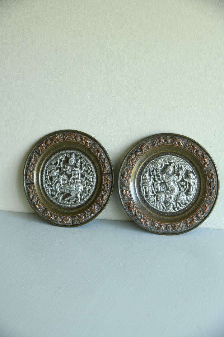 Pair Brass Indian Dishes