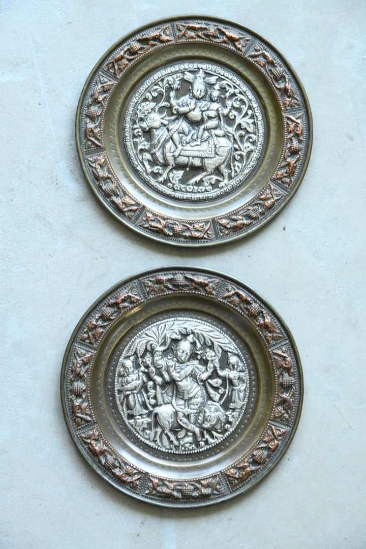 Pair Brass Indian Dishes