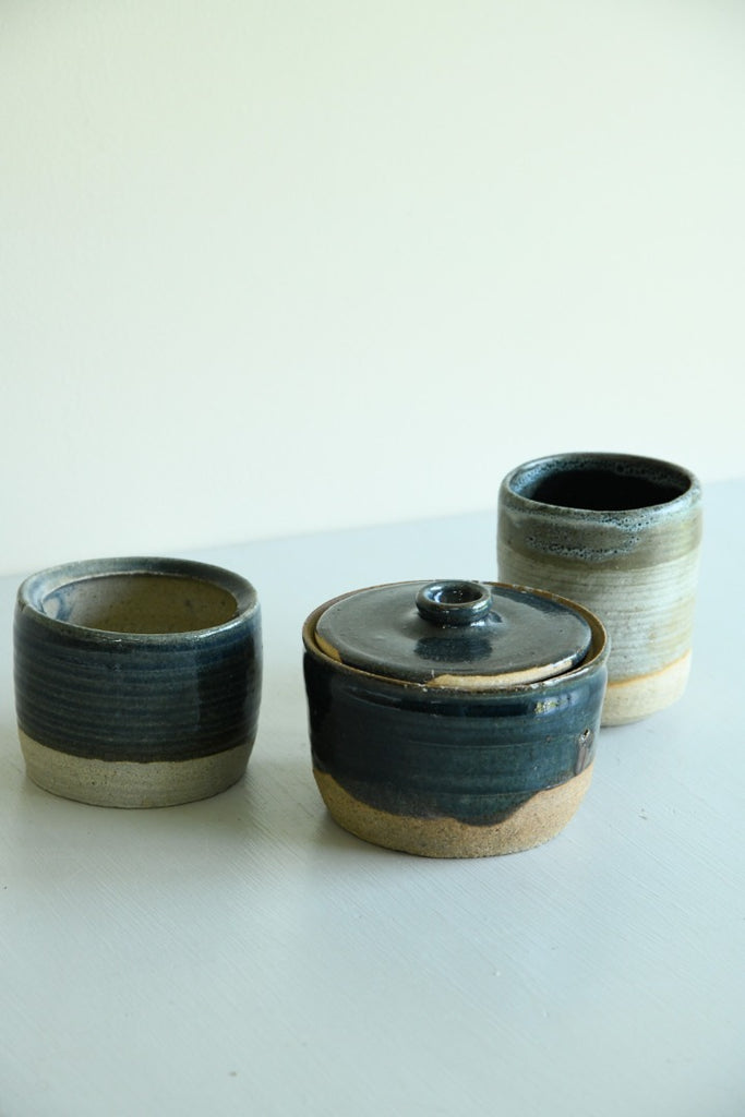 3 Glazed Stoneware Pots