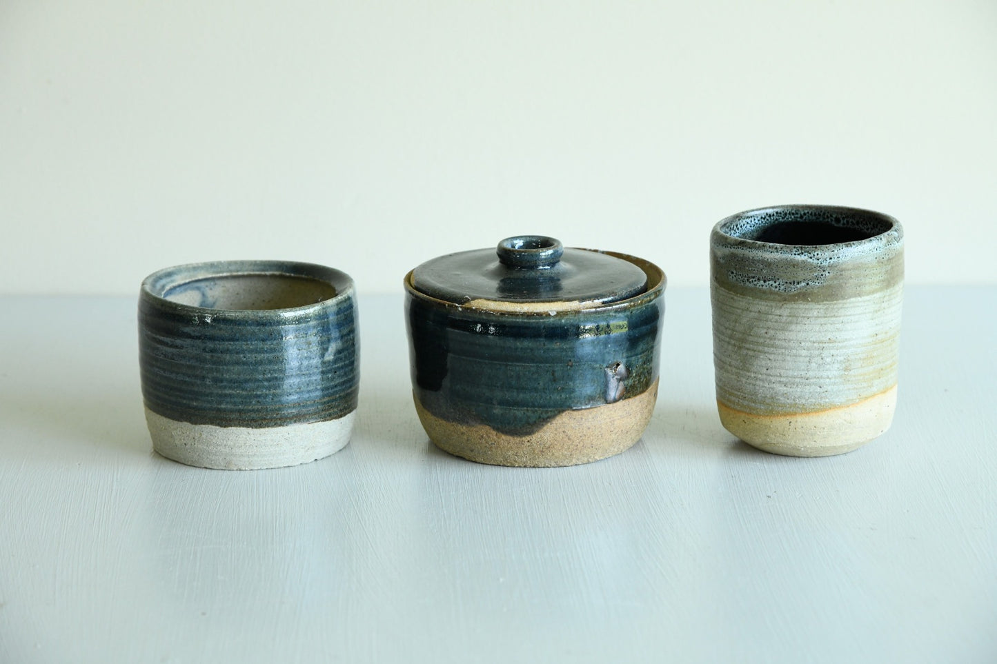 3 Glazed Stoneware Pots