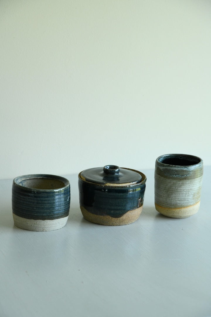 3 Glazed Stoneware Pots