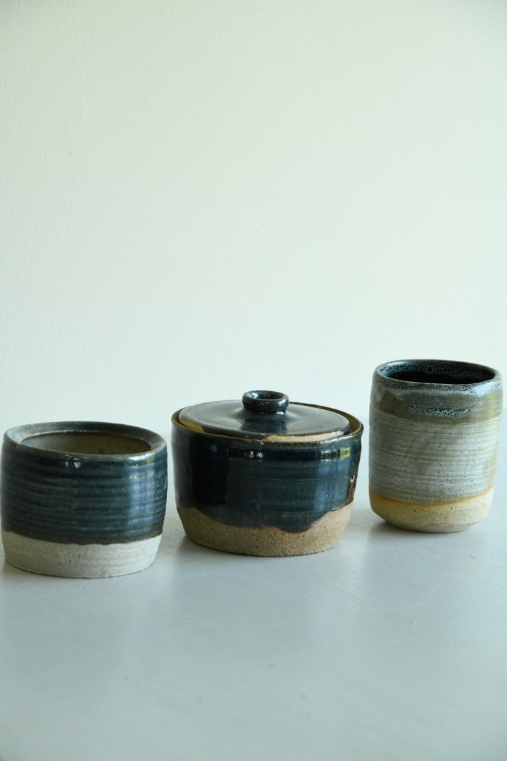 3 Glazed Stoneware Pots