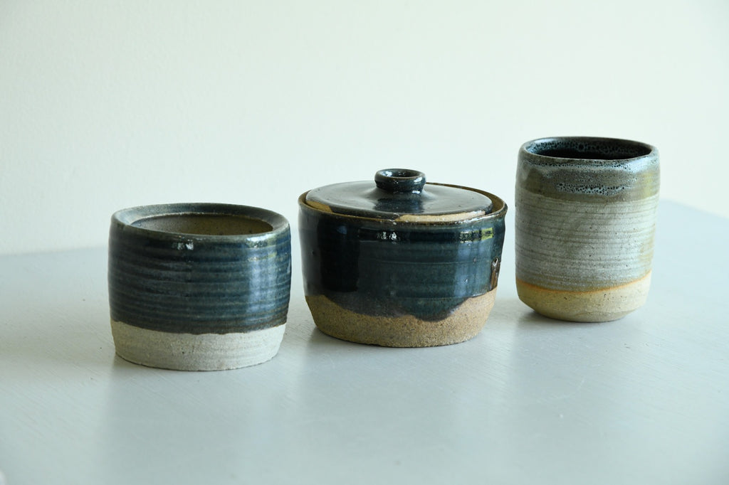 3 Glazed Stoneware Pots