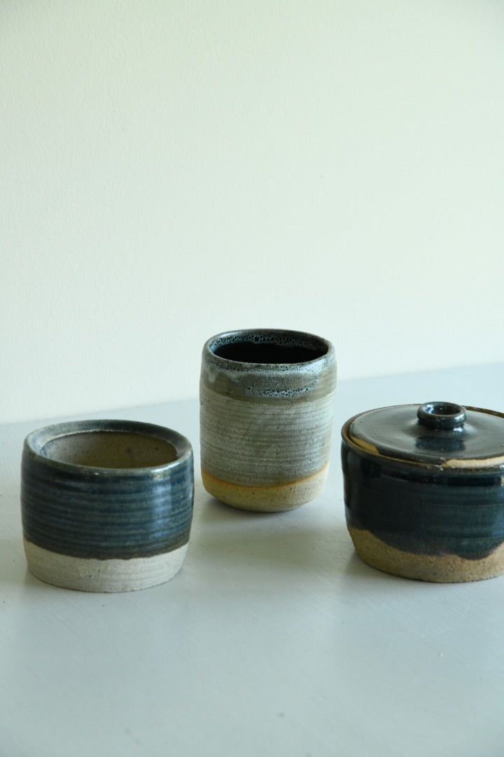 3 Glazed Stoneware Pots