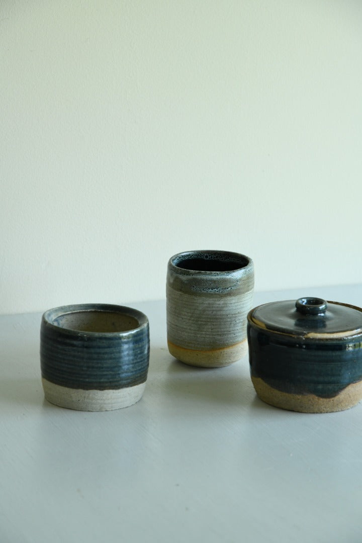 3 Glazed Stoneware Pots