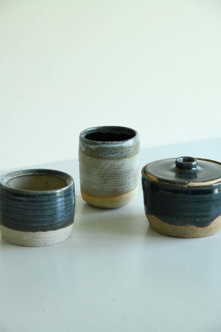 3 Glazed Stoneware Pots