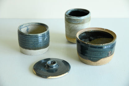 3 Glazed Stoneware Pots