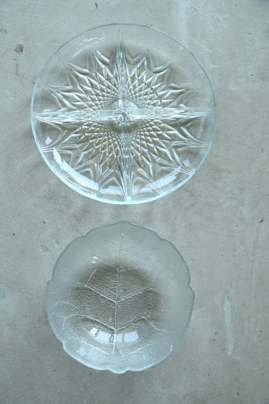 Glass Serving Ware Glass Leaf Salad Bowl and Divided Plate