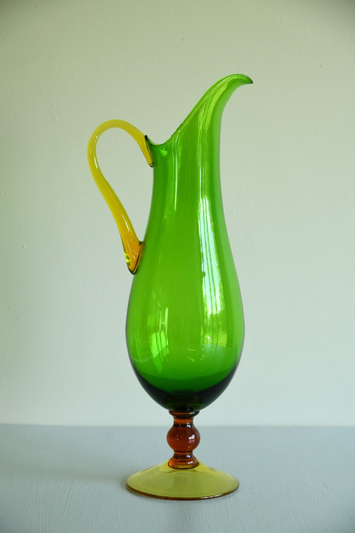 Stunning Green & Amber Glass Jug