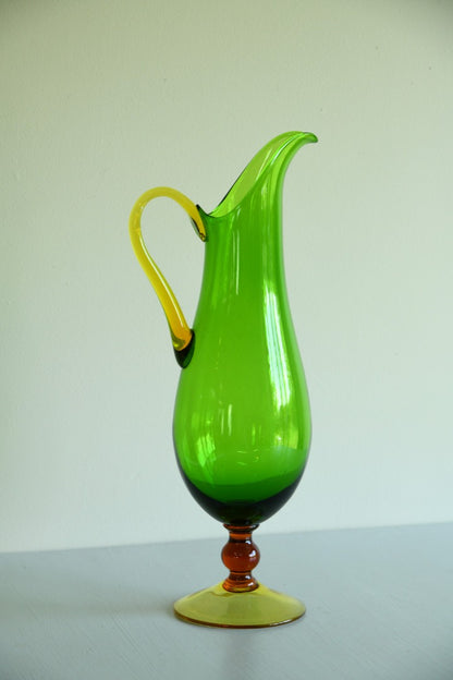 Stunning Green & Amber Glass Jug
