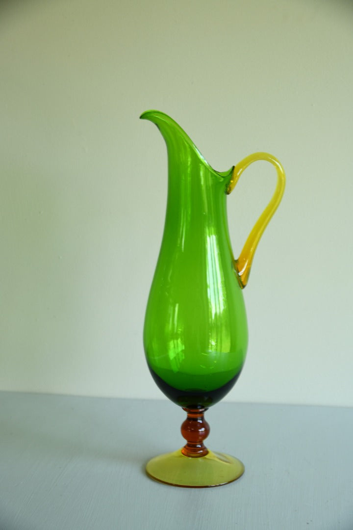 Stunning Green & Amber Glass Jug