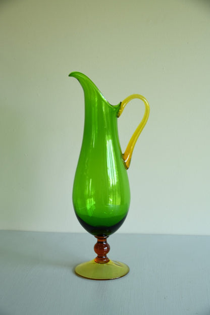 Stunning Green & Amber Glass Jug