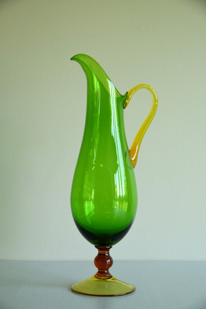 Stunning Green & Amber Glass Jug