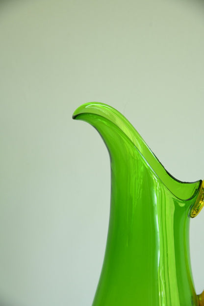 Stunning Green & Amber Glass Jug