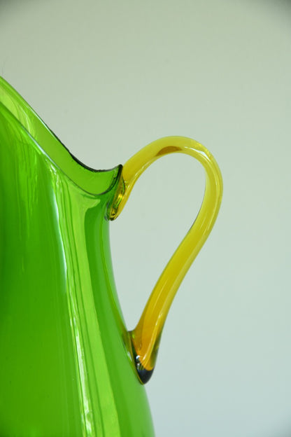 Stunning Green & Amber Glass Jug