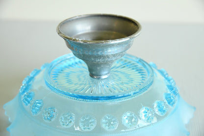 Vintage Retro Blue Glass Bowl on Stand