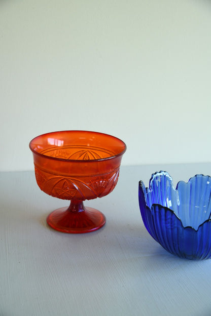 Blue and Red Glass Bowls