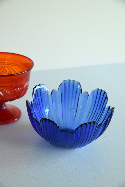Blue and Red Glass Bowls
