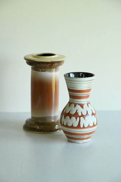 2 x Retro Pottery Vase