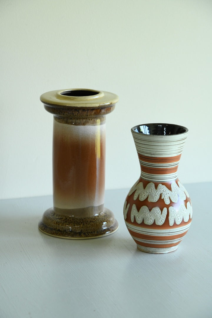 2 x Retro Pottery Vase