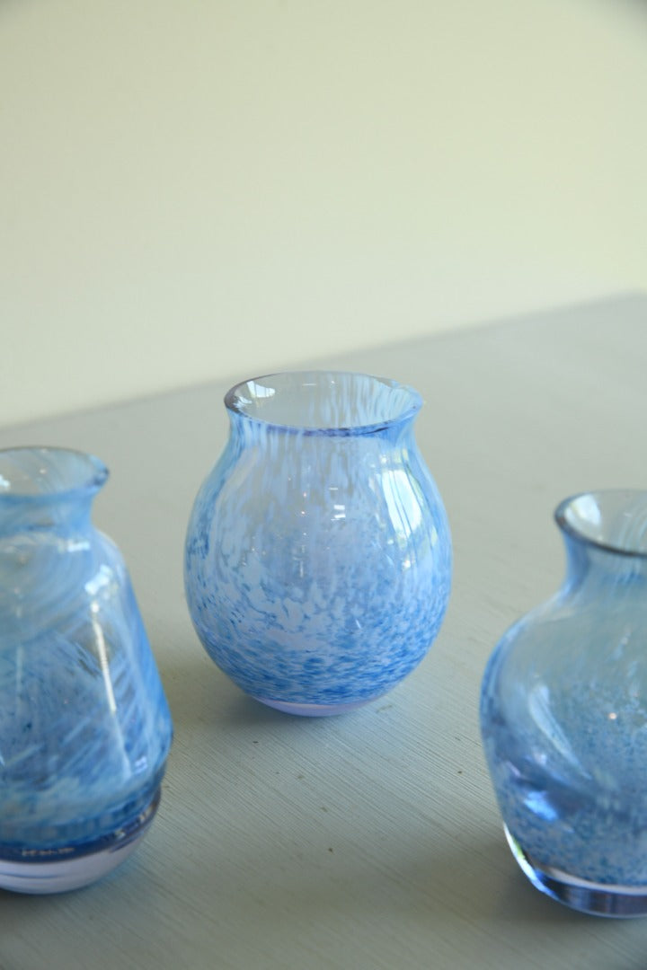 3 x Blue Caithness Glass Vase