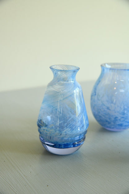 3 x Blue Caithness Glass Vase