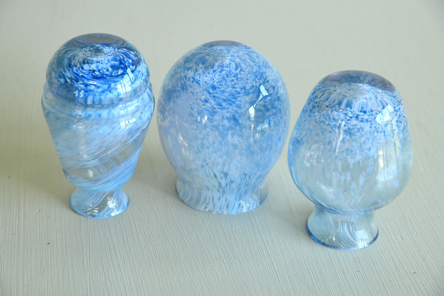 3 x Blue Caithness Glass Vase