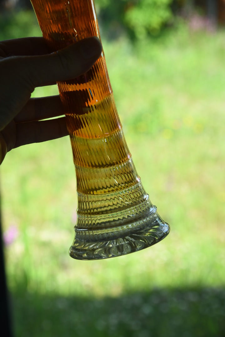 Pair Orange Carnival Glass Vase