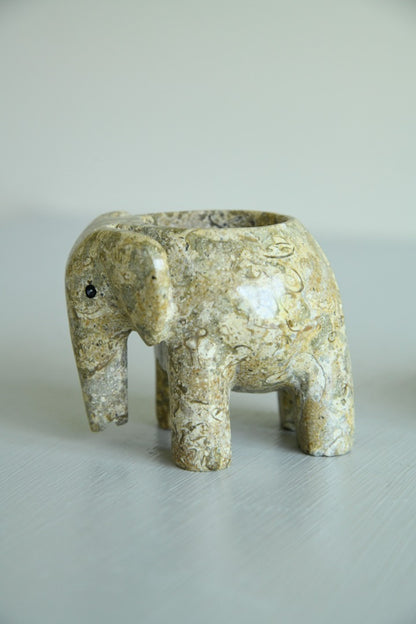 Marble Elephant Tealight Holder and Serpentine Bowl