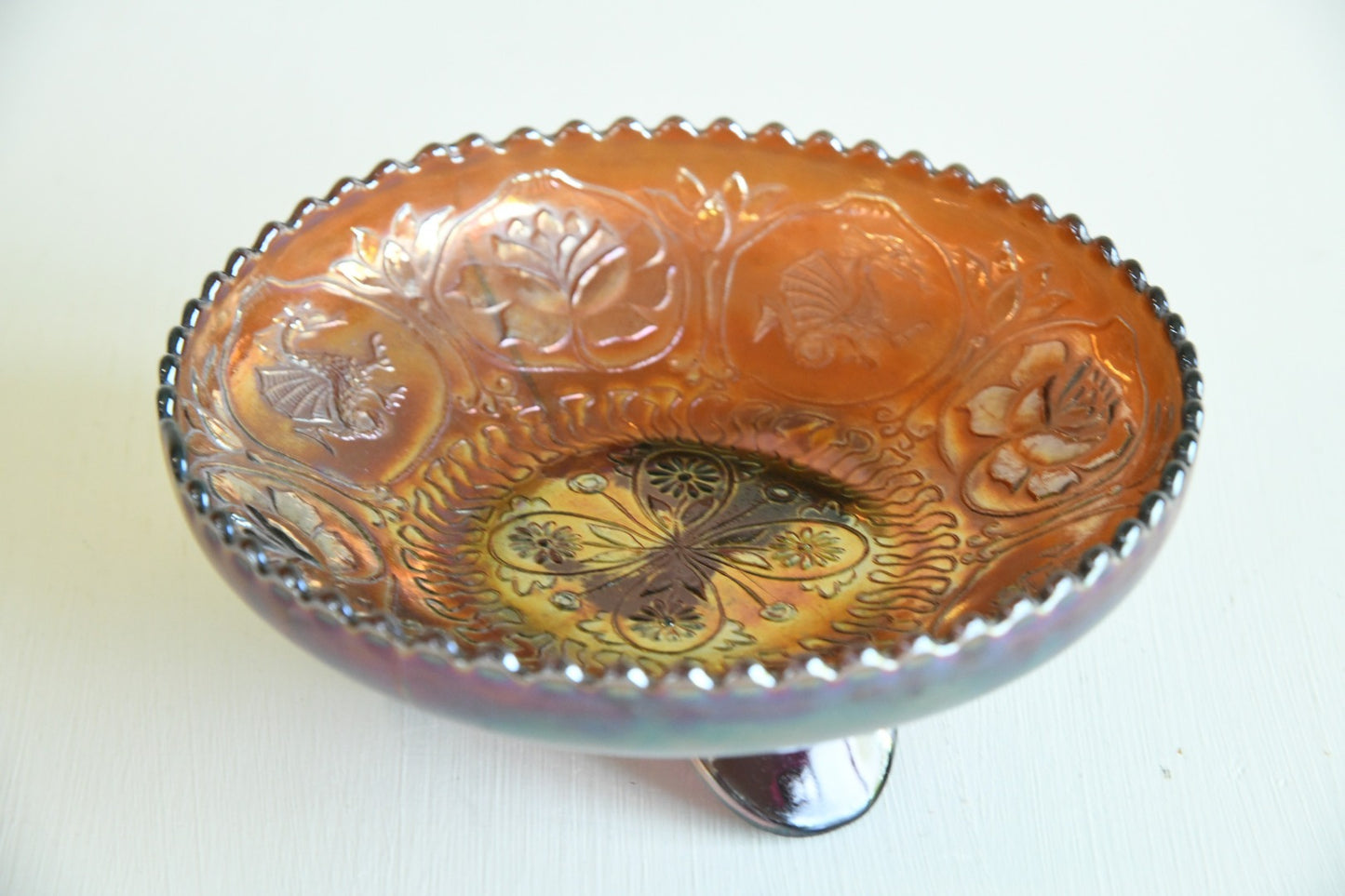 Fenton Dragon & Lotus Carnival Glass Bowl