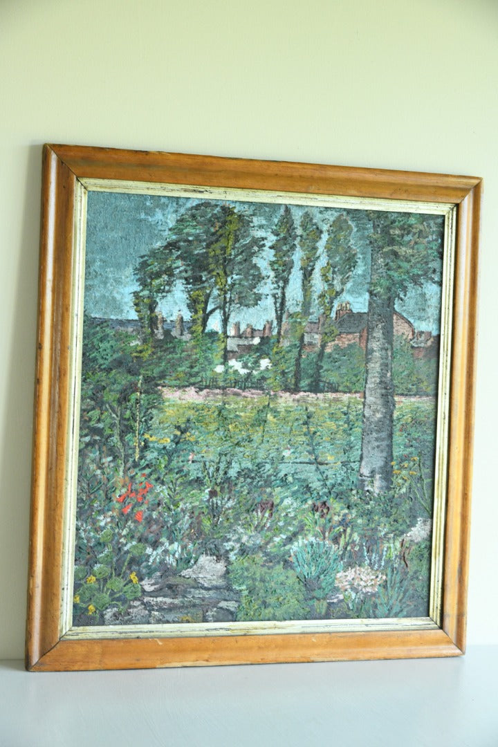 Early 20th century British School A Town Garden Oil on board