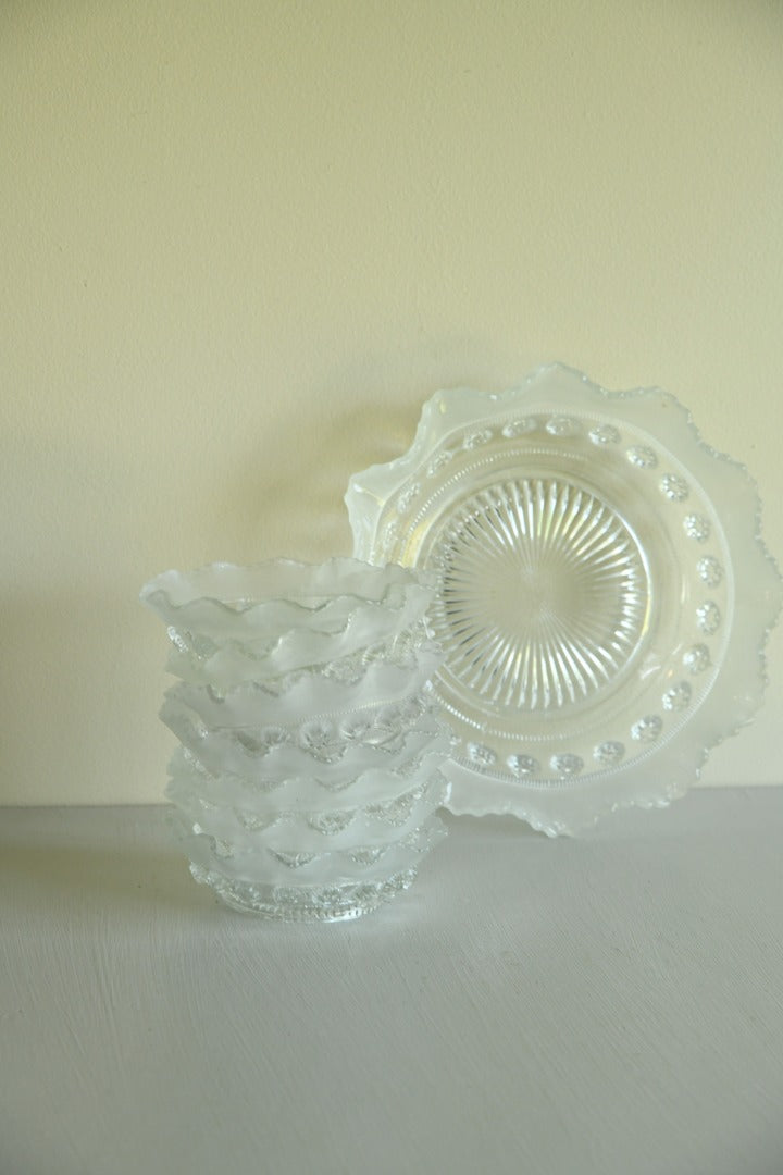 Vintage Clear Glass Dessert Set