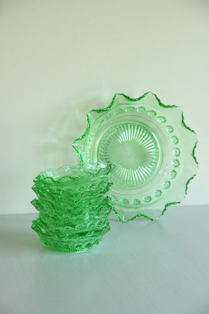 Green Glass Dessert Set