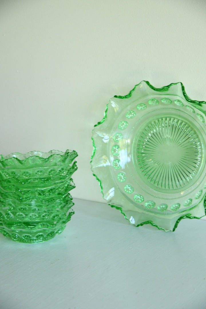 Green Glass Dessert Set