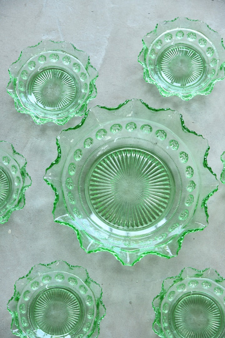 Green Glass Dessert Set