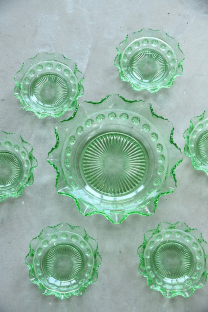 Green Glass Dessert Set