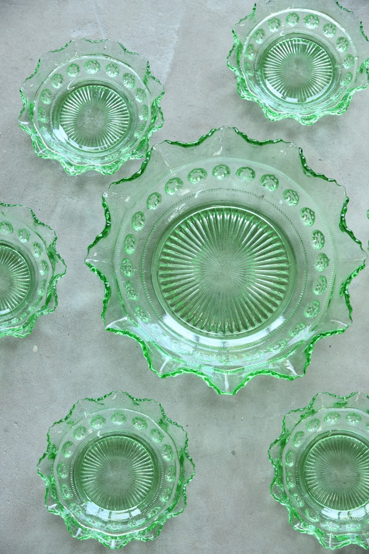 Green Glass Dessert Set