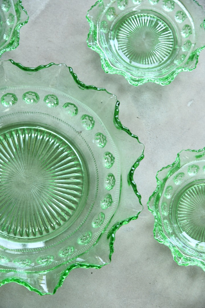 Green Glass Dessert Set