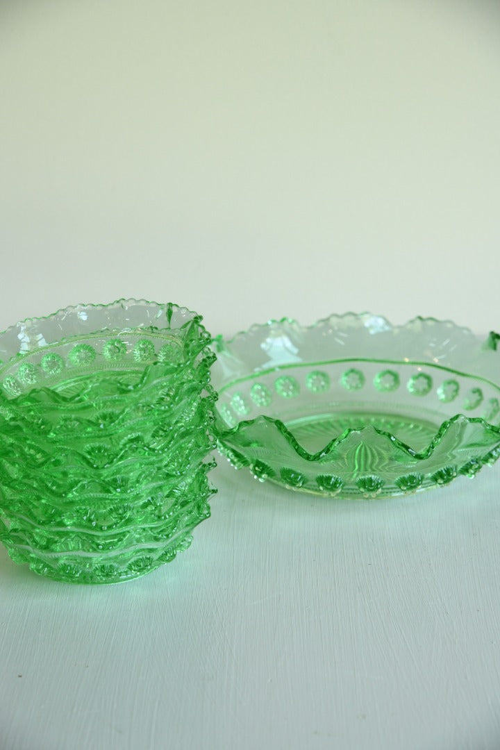 Green Glass Dessert Set