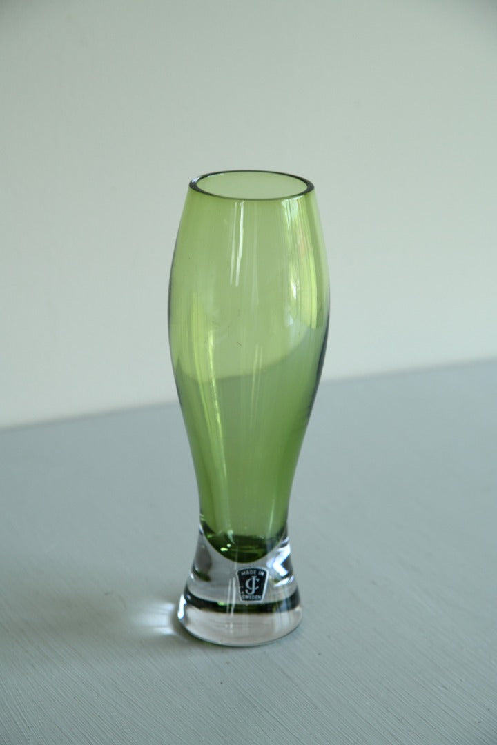 CJ Swedish Retro Green Glass Vase