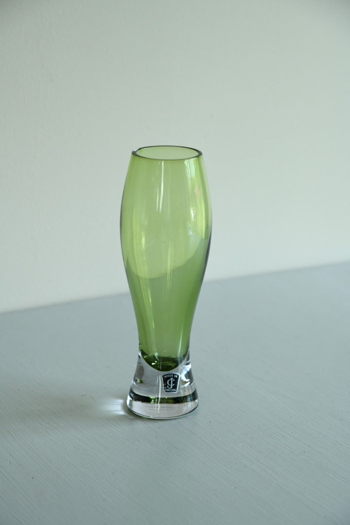 CJ Swedish Retro Green Glass Vase