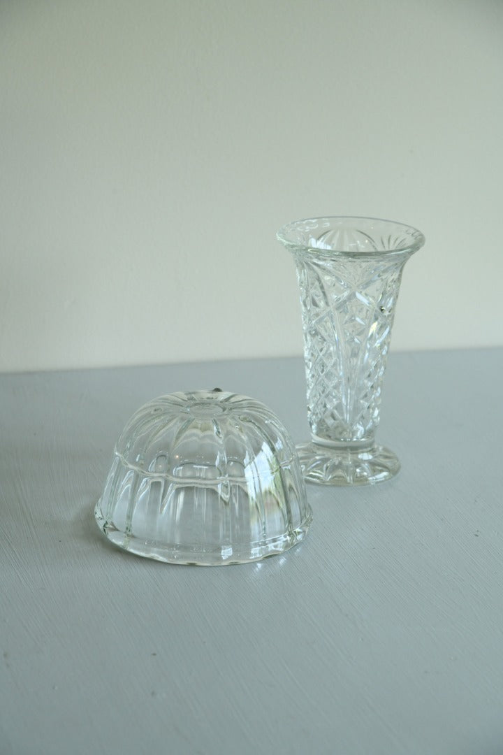 Glass Jelly Mould and Glass Vase